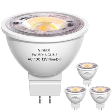 Imagem de Vinaco Lâmpada Led Mr16 2700K 7W Branco Quente 450Lm Alto Brilho Base Bi-Pin Gu5.3 (50W Equivalente A Halogênio) Não Regulável, 38° Luz Para Iluminação De Paisagem Em Trilho