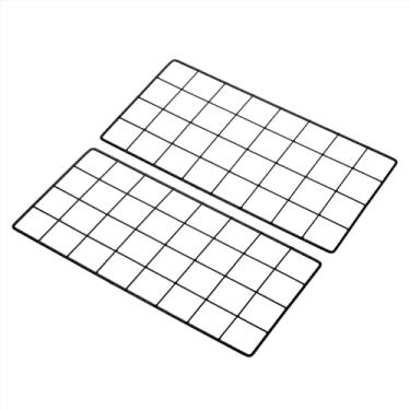 Imagem de PATIKIL Painel de grade de arame de 40,6 x 20,3 cm, pacote com 2 quadros de fotos, fotos, painéis de grade, organizador de pendurar na parede, para casamento, escritório em casa, preto