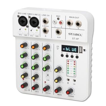 Imagem de STABCL Mini Mesa De Som Com 4 Canais, Mixagem Usb Digital, Bluetooth, Alimentação Fantasma 48 V E Reverberação, Interface Pequena Para Pc, Podcast Dj Streaming Estúdio