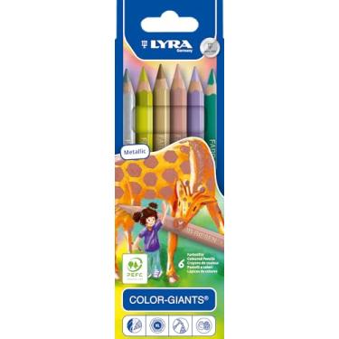Imagem de Lyra Lápis de cor Color-Giants, lacados, núcleos de 6,25 mm, conjunto de 6 lápis, cores metálicas sortidas (3941062), conjunto de 6 multicoloridos (metálico)