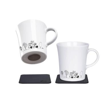 Imagem de silwy einfach anziehend. Copos magnéticos de porcelana para acampamento (conjunto de 2) inclui duas almofadas de gel nano de metal pretas - copos antiderrapantes para acampamento e caravanismo