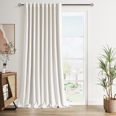 Imagem de Cortinas de linho 100% blackout 228,6 cm de comprimento 1 painel para sala de estar com bolso em laço plissado cortinas pretas coloridas creme redução de calor total blackout cortinas de janela para