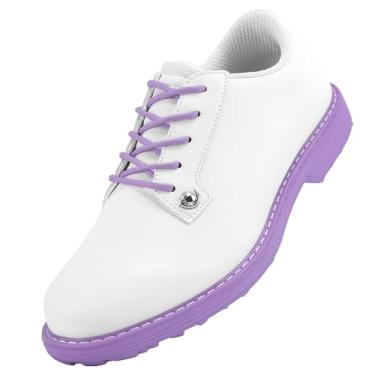 Imagem de ZHENSI Tênis de golfe feminino de couro com cadarço antiderrapante à prova d'água para caminhadas casuais ao ar livre, Roxo, 36 BR