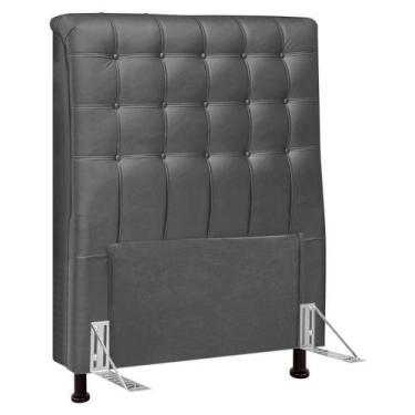 Imagem de Cabeceira Cama Box Solteiro Ciara 90cm Botonê Com Frame Suede Cinza - 