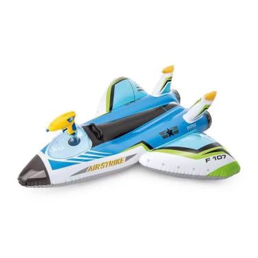 Imagem de  Boia Bote Inflável Infantil Avião com Lançador de Água Azul - Intex