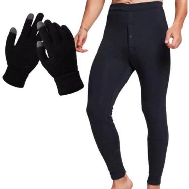 Imagem de Kit Calça Térmica Frio Inverno Atoalhada Segunda Pele Luva Tamanho Úni