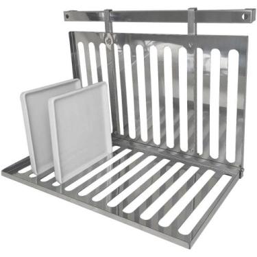 Imagem de Escorredor de Louças Dobrável Suspenso 12 Pratos Aço Inox Haus Fixo de