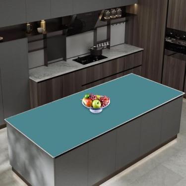 Imagem de Tapete de silicone extra grande de 120 cm x 69 cm para balcão de cozinha, protetor de bancada resistente ao calor, antiderrapante, impermeável, tapete de ilha de cozinha, fácil de limpar, verde escuro