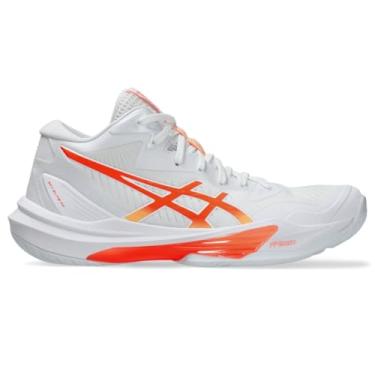 Imagem de ASICS Tênis de vôlei feminino Sky Elite FlyteFoam cano médio 3, Branco/coral vívido, 38