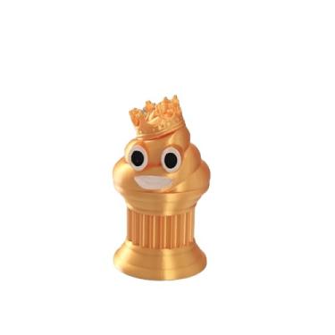 Imagem de Znet3D Troféu Mini King Poop Emoji - Prêmio ou presente perfeito - 7,6 cm de altura - com um emoji de cocô sólido com uma coroa em um pilar de coluna com olhos brancos e pretos e sorriso branco (ouro