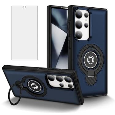 Imagem de Asuwish Capa de celular para Samsung Galaxy S24 Ultra 5G com protetor de tela de vidro temperado Suporte magnético fino suporte rígido híbrido capa de celular de borracha robusta S24Ultra 24S S 24