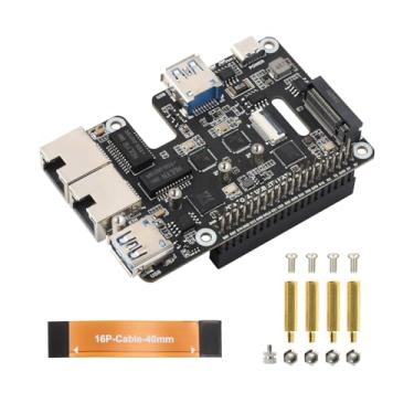 Imagem de Waveshare Adaptador PCIe para USB 3.2 Gen1 / 2.5G ETH/M.2 NVMe, compatível com Raspberry Pi 5, suporta drive de estado sólido NVMe Protocol M.2, expande portas USB 3.2 de 2 canais e portas Ethernet de