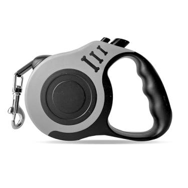 Imagem de Coleira Guia Retrátil 3/5 Metros Pets Cachorro Cães Gatos Resistente Com Trava Até 11.33kg(Cinza,3 Metro)