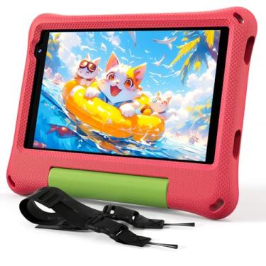 Imagem de Tablet infantil 8 polegadas Android 15, Octa-Core 12 GB RAM + 64 GB ROM, tablet infantil com WiFi 6, controle parental, espaço infantil pré-instalado, capa EVA, protetor de tela antirreflexo, alça