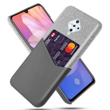 Imagem de Capa para VIVO V15 PRO,Tela e tampa de couro PU,Anti-deslizante,Resistência à impressão digital,Caso de proteção de 360°com 1 slot de cartão atrás-Gray