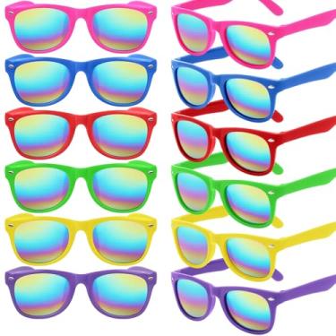 Imagem de GoodUping 12 peças de óculos de sol infantis a granel com proteção UV, brindes de festa neon para meninos e meninas, acessórios de verão ao ar livre para praia, piscina, aniversário, formatura, festa