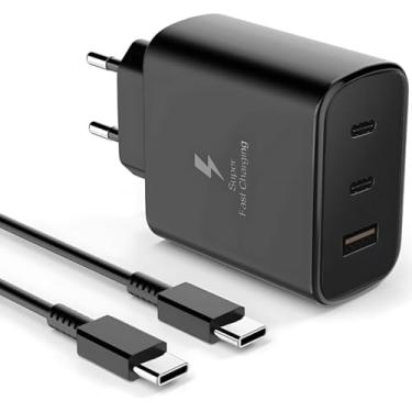 Imagem de Carregador Turbo 120W Com 3 Entradas USB-C 65W+30W USB 25W Compatível Com Samsung Motorola Android Iphone 15 16 Tablet Notebook Acompanha Cabo Tipo C 1 Metro Homologado Anatel Original E&A