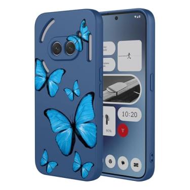 Imagem de KOARWVC Capa para Nothing Phone 2a Capa com estampa de borboleta fofa design fino protetor macio TPU capa para celular 2a Plus borboleta azul