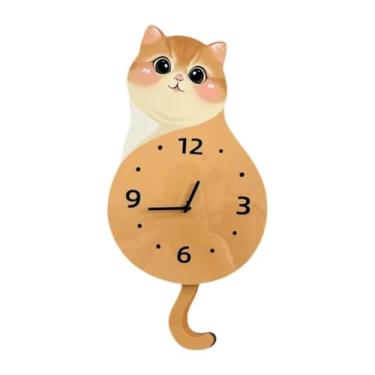 Imagem de KiBcsLic Relógio de parede de gato, arte de parede, ornamento, presente elegante e estiloso, decoração anti-taque, relógio decorativo para quarto, Rabo Abanando 50x26cm