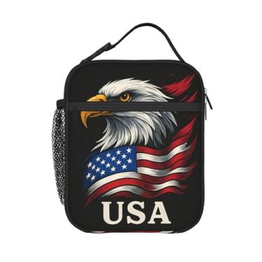 Imagem de PrelerDIY Lancheira com bandeira dos EUA Bald Bird – Lancheira isolada para meninos/meninas/mulheres/homens, lancheira removível
