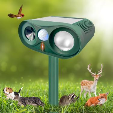 Imagem de Repelente solar ultrassônico de animais 2025, repelente de gatos ao ar livre com sensor de movimento, som e LED piscando, repelente de veados à prova d'água, repelente de esquilos para cães, pássaros