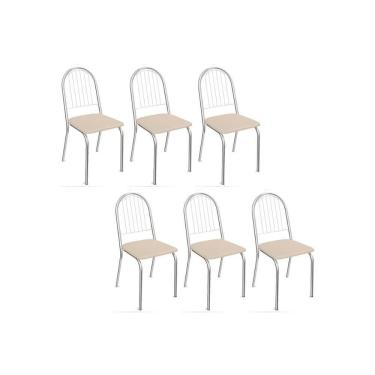 Imagem de Kit 6 Cadeiras De Cozinha Noruega 2c077 6 Un Cromada Nude 16
