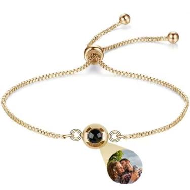Imagem de Toodoumama Pulseira personalizada com imagem dentro, pulseira de foto personalizada para mulheres para homens, mãe, namorada, pulseiras de elos de projeção para Dia dos Namorados, aniversário, Natal