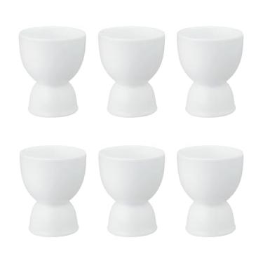 Imagem de HIC Kitchen Copo duplo para ovos, porcelana branca fina, conjunto de 6