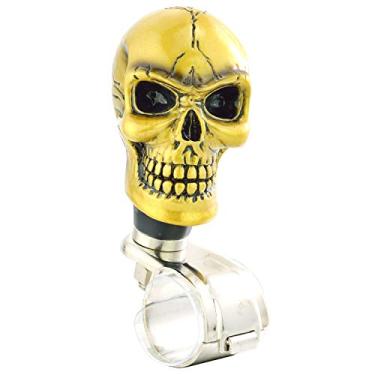 Imagem de Lunsom Volante em forma de crânio, girador, resina, manípulo, controle, aperto, suicídio, ajudante de giro de carro, ajuste universal de veículo (dourado)