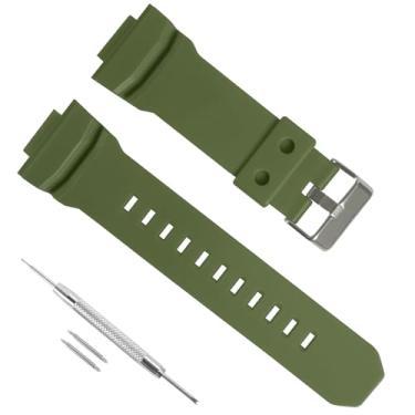 Imagem de Pulseira de silicone de substituição de 16 mm para Casio GAS/GAW/GA-150/200/201/300/310, durável, impermeável, pulseira de relógio de substituição, Casio G Shock (verde)