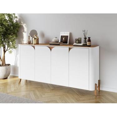 Imagem de Aparador Buffet Sala Memphis com Pés de Madeira Maciça - 2 Cores - CAS