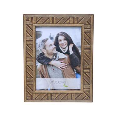 Imagem de Porta Retrato De Madeira Listrado 15X21cm Marrom Woodart