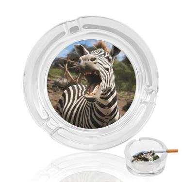 Imagem de Cinzeiro de vidro de cristal zebra engraçado, cinzeiro redondo para fumar de vidro resistente, portátil, decorativo, moderno, para uso em casa, escritório, interior, exterior, pátio