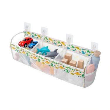 Imagem de Armazenamento de Brinquedos de Banho - Organizador de Banheira em Rede para Bebê com Dinossauro Grande - Bolsa Cesto Grande para Parede Banheiro Infantil Viagem Crianças