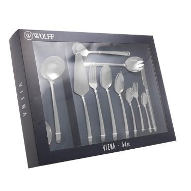 Imagem de Faqueiro 54 Peças Wolff Viena Aço Inox com Caixa Litografada Design Clássico 