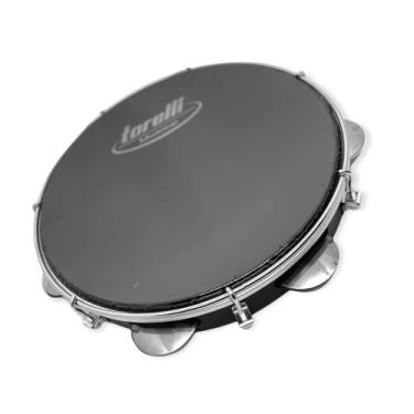 Imagem de Pandeiro injetado black torelli - 10'' preto com pele preta tp 301
