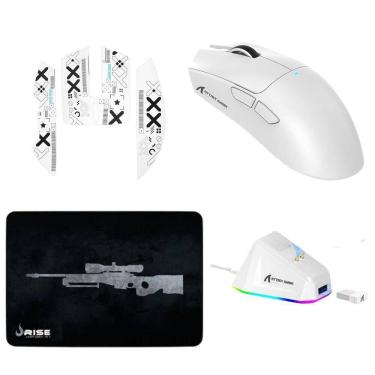 Imagem de Kit Gamer Mouse Attack Shark X11 Branco + Mousepad Sniper