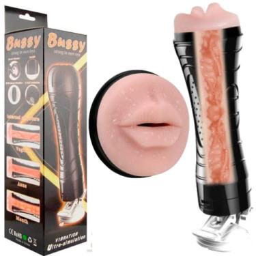 Imagem de Masturbador Masculino Boca Em Lanterna Com Vibrador e Ventosa – Cyberskin