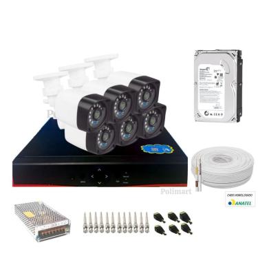 Imagem de Kit Vigilância 6 Câmeras Full Hd 2Mp +Dvr 08 Canais+ Hd500G