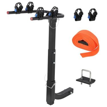 Imagem de Suporte de engate de bicicleta para carros, rack dobrável de 4 bicicletas com aperto de engate e correia, engate de suporte de bicicleta para SUV
