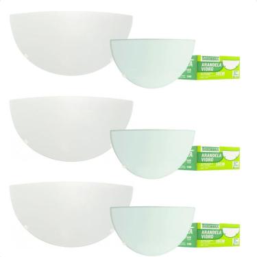 Imagem de Kit 6 Arandelas Jurerê Vidro Meia Lua E27 Taschibra