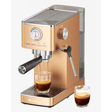 Imagem de Maestri House Máquina de café expresso ULKA de 20 bar, máquina de café expresso compacta, medidor de fluxo embutido, espumador de leite a vapor, tanque de água removível, máquina de café de aço