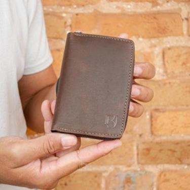 Imagem de Carteira Masculina Sanfonada Zíper Couro RFID RG CNH Cédulas-Masculino