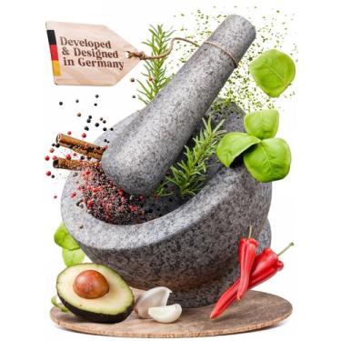 Imagem de Conjunto de almofariz e pilão ChefSofi, capacidade de 350 ml, granito