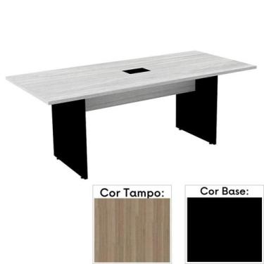 Imagem de Mesa de Reunião com Caixa de Tomada 200 x 90 cm Pé Painel PE25 em MDP 