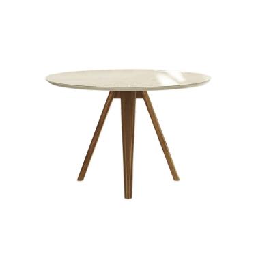 Imagem de Mesa de Sala Jantar Duna Madeira Maciça c/ Tampo Madeirado c/ Vidro 105x105cm Carvalho/Off White/Vidro Off White - Kappesberg