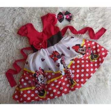 Imagem de Vestido Menina Infantil Temático Simples Minnie Vermelho RF03 - EDYNHO