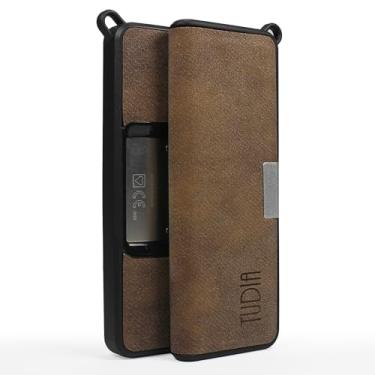 Imagem de TUDIA Capa de couro para KardiaMobile 6L, magnética, porta-chaves, corpo inteiro, leve e fina (Marrom)