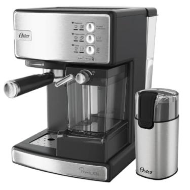 Imagem de Oster Kit Cafeteira Nova PrimaLatte Inox e Moedor de Café Elétrico Inox Oster - 220V