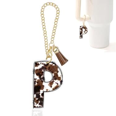 Imagem de Berloques com letra A-Z para garrafa de água Stanley Copo de 1,134 g, acessórios personalizados para copos Stanley, Highland Cow, Acrílico